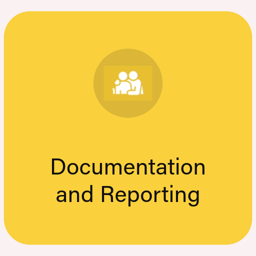 Yellow square with the words Documentation and Reporting