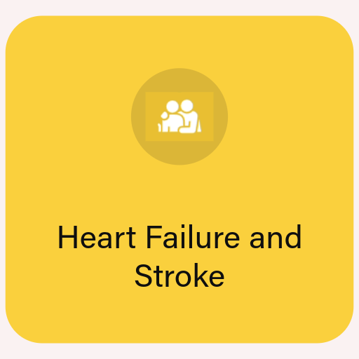 yellow square with the words heart failure and stroke written 