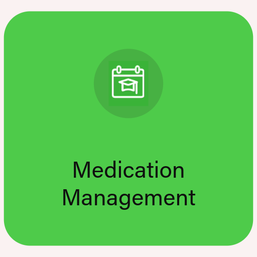 green square with the words  medication management written 